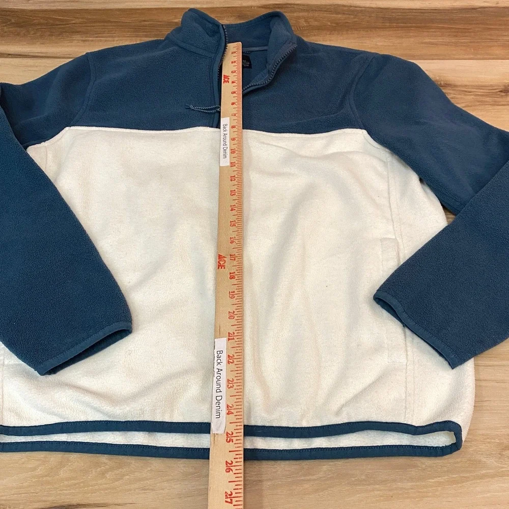 J.‎ Crew Mens Authentic Fleece Quarter Zip Pullover Colorblock Blue White Small